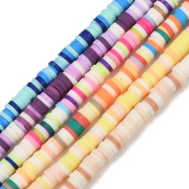 Handmade Polymer Clay Beads Strands, Disc/Flat Round, Heishi Beads