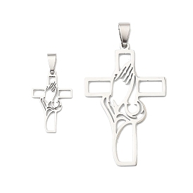 201 подвески из нержавеющей стали, крест с молящимися руками-оберег, анти-тускнение