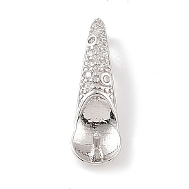 925 Sterling Silver Peg Bails, with Cubic Zirconia, Spoon Shape