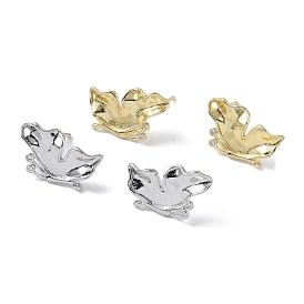 Brass with Cubic Zirconia Stud Earrings Findings, with 925 Sterling Silver Pins, Butterfly