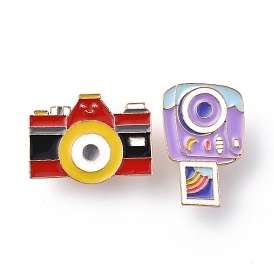 Camera Enamel Pin, Light Gold Alloy Badge for Backpack Clothes