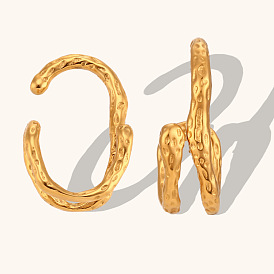 Irregular Surface Retro Stainless Steel Gold-Plated Earrings for Women