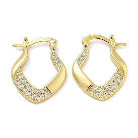 Rack Plating Brass Micro Pave Clear Cubic Zirconia Hoop Earrings, Cadmium Free & Lead Free