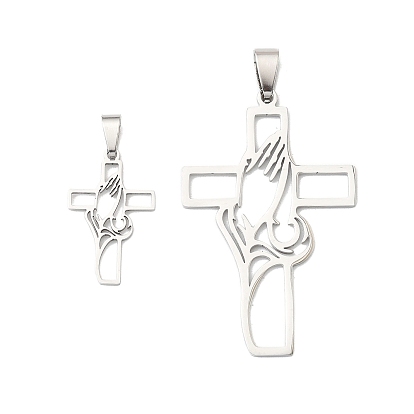 201 подвески из нержавеющей стали, крест с молящимися руками-оберег, анти-тускнение