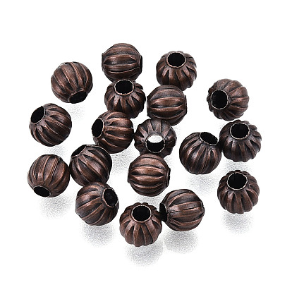 Гофрированного железа бисера, круглые, 6 мм, отверстие : 2 мм, Около 3500 шт / 1000 г