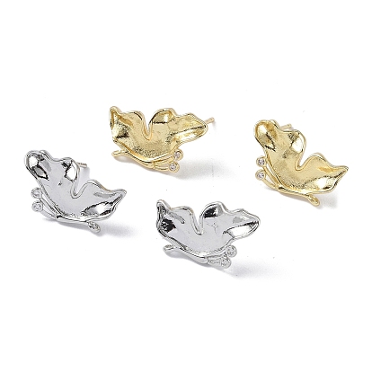 Brass with Cubic Zirconia Stud Earring Findings, Cadmium Free & Nickel Free & Lead Free, with 925 Sterling Silver Pins, Butterfly