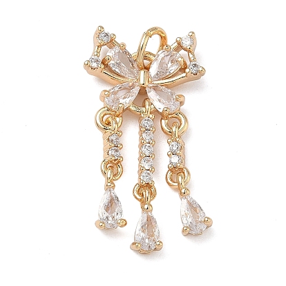 Латунные микропаве прозрачные подвески с фианитом, бабочка с подвесками в виде слезы