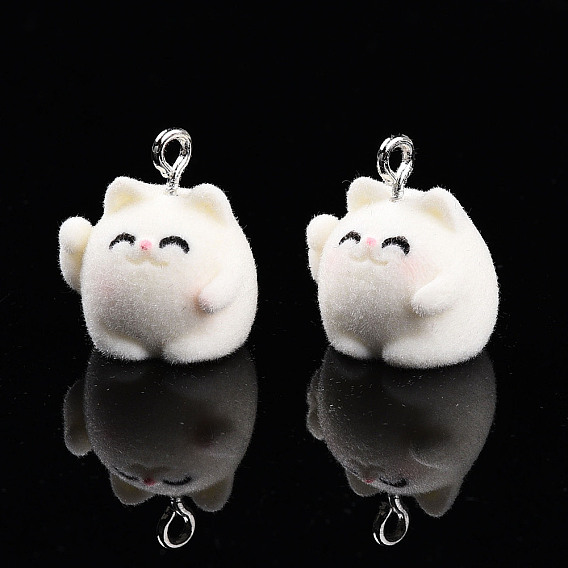 Кулоны из флокированной смолы, кот с платиновой железной петлей