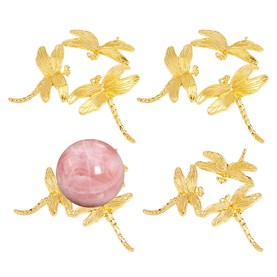 4Pcs 2 Styles Dragonfly Alloy Crystal Ball Display Bases, Crystal Sphere Display Stand