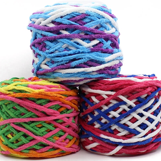 Мягкая полиэфирная пряжа для вязания крючком, толстая пряжа для шарфа, пакет, изготовление подушек, сегмент окрашенный