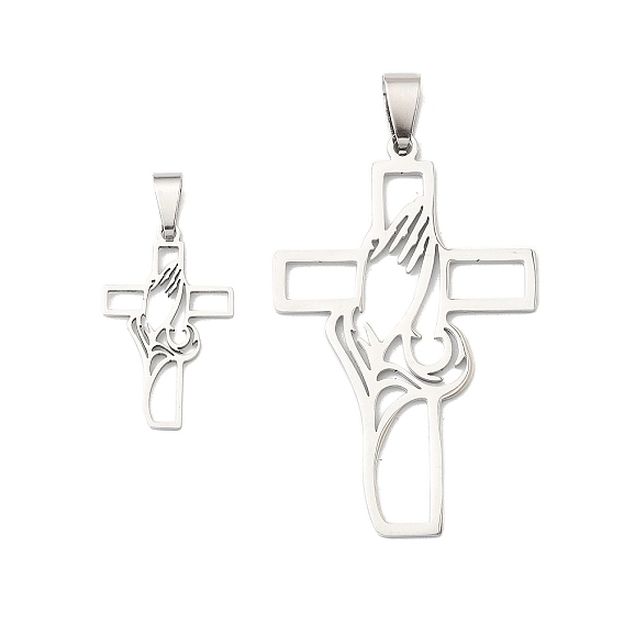 201 подвески из нержавеющей стали, крест с молящимися руками-оберег, анти-тускнение