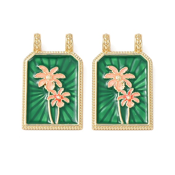 Латунные подвески, с эмалью, прямоугольник с подвесками в виде дерева, без кадмия и без свинца, стойки покрытие, долговечный