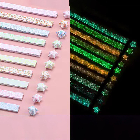 10 Colors Luminous Lucky Star Origami Paper, Folding Stripe Paper, Mixed Colors