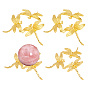 4Pcs 2 Styles Dragonfly Alloy Crystal Ball Display Bases, Crystal Sphere Display Stand