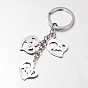 Zinc Alloy Enamel Keychain, with Rhinestones, Heart with Word Love, For Valentine's Day, 110x25mm