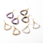 Brass Triangle Dangle Earrings, Chunky Curved Tube Beaded Drop Earrings for Women