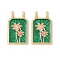 Латунные подвески, с эмалью, прямоугольник с подвесками в виде дерева, без кадмия и без свинца, стойки покрытие, долговечный