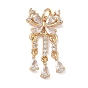 Латунные микропаве прозрачные подвески с фианитом, бабочка с подвесками в виде слезы