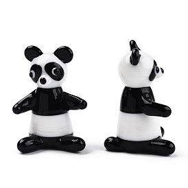 Handmade Lampwork Home Decorations, 3D Panda Ornaments for Gift