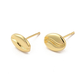 Rack Plating Brass Stud Earring for Women, Long-Lasting Plated, Cadmium Free & Lead Free, Oval