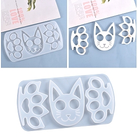 Cat & Paw Shape Self Defense Keychain Silicone Molds,  Resin Casting Molds, For UV Resin, Epoxy Resin Jewelry Making