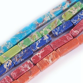 Synthetic Imperial Jasper Bead Strands, Dyed, Cuboid