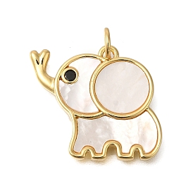 Стойки с латунным покрытием, подвески из натуральных ракушек, подвески в виде слона с черными кубическими цирконами, долговечный, без свинца и без кадмия