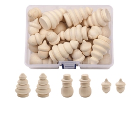 Christmas Unfinished Wooden Blank Tree/Snowman/Acorn Sets, for Children's Creative Paintings Craft Toys