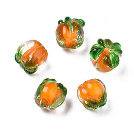 Autumn Theme Handmade Lampwork Beads, Persimmon