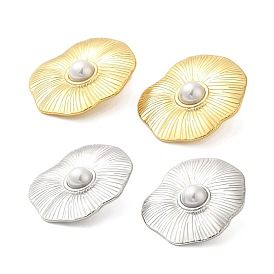 304 Stainless Steel Shell Pearl Flower Stud Earrings for Women