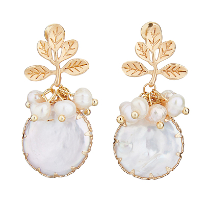 1 пара сережек-гвоздиков с жемчугом, женские серьги из латуни с покрытием из настоящей 18k-проволоки