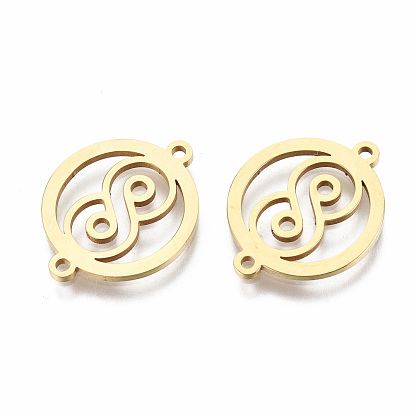 201 Stainless Steel Links Connectors, Laser Cut, Flat Round with Infinity