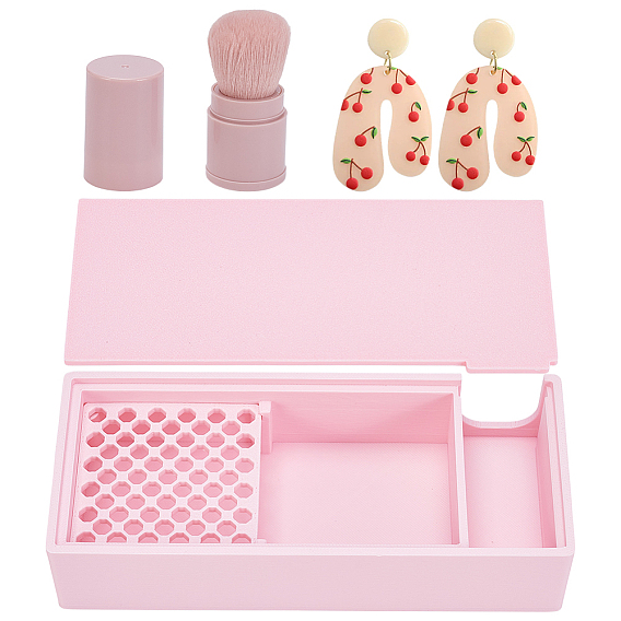 Коробка для хранения порошка полимерной глины PLA с разделителем, с кистью, прямоугольные