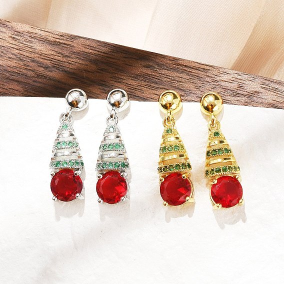 Латунные микро проложить серьги стержня кубического циркония, стойки покрытие, долговечный, без свинца и без кадмия, плоско-круглые