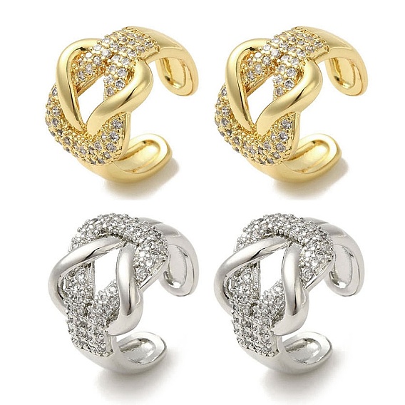Серьги-манжеты из латуни с микро-паве и узлом из кубического циркония для женщин, без кадмия и без свинца, долговечный