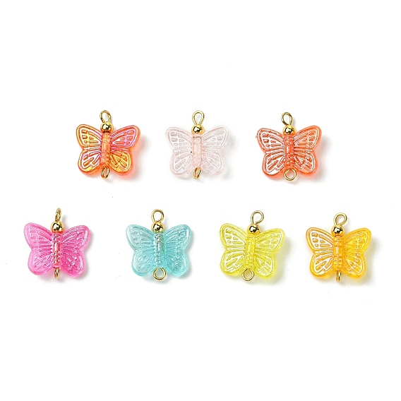 Прозрачные акриловые бусины с 304 штифтами из нержавеющей стали и латунными бусинами, долговечные позолоченные подвески, бабочка