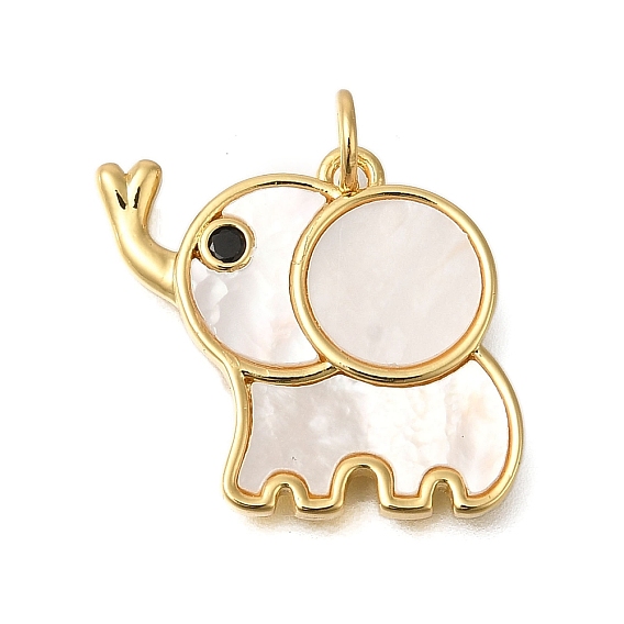 Стойки с латунным покрытием, подвески из натуральных ракушек, подвески в виде слона с черными кубическими цирконами, долговечный, без свинца и без кадмия