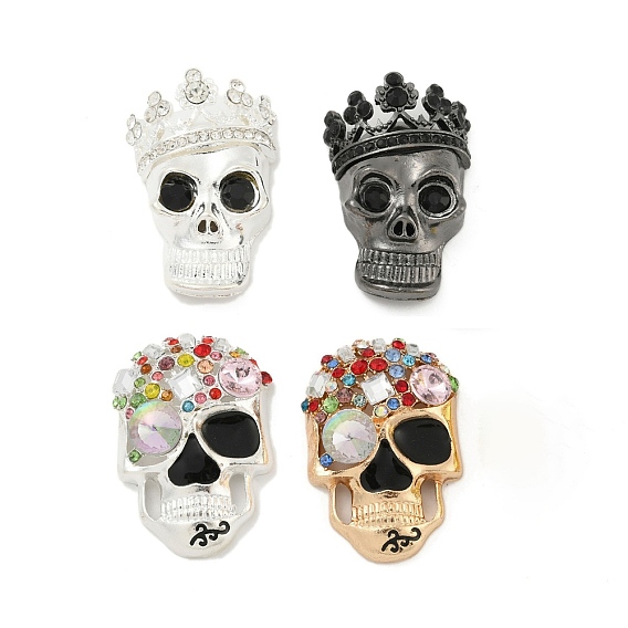 Сплав на тему Хэллоуина со стеклянными кабошонами из стразов, череп