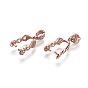 Brass Ice Pick Pinch Bails, with Cubic Zirconia, Clear