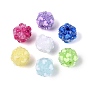 Opaque Acrylic & Transparent Resin Rhinestone Beads, Rondelle with Heart Pattern