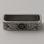 304 Stainless Steel Loop Keepers, Men's Belt Buckle, Rectangle with Floral Pattern