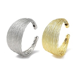 Brass Multi Lines Cuff Bangles, Long-Lasting Plated, Lead Free & Cadmium Free