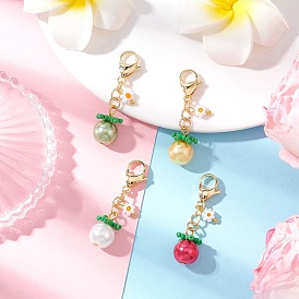 Подвеска из бисера в виде томатного стекла, застежка-лобстер для украшений на сумке