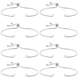 8шт. регулируемые 304 изготовление браслетов из нержавеющей стали, слайдерные браслеты, подходит для соединительных шармов