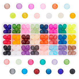 Transparent Glass Beads, for Beading Jewelry Making, Frosted, Round