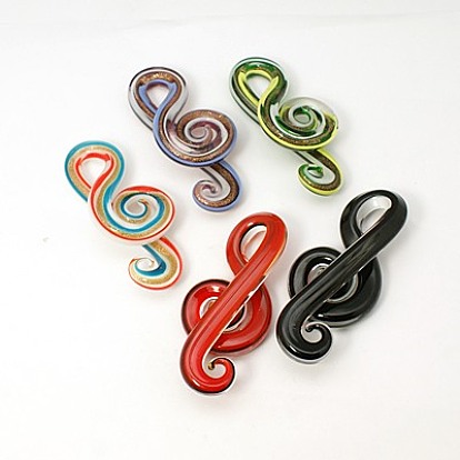 Большие подвески, лэмпворк, ручная работа , золотой песок, музыка к сведению, 70x35 мм