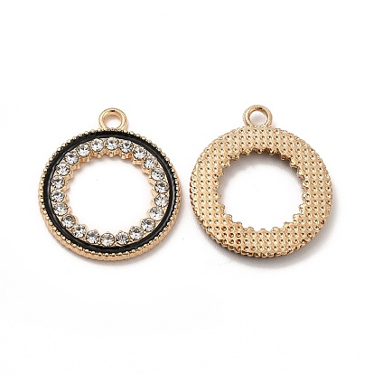 Подвески из эмали и сплава, с кристально горный хрусталь, круглое кольцо-шарм