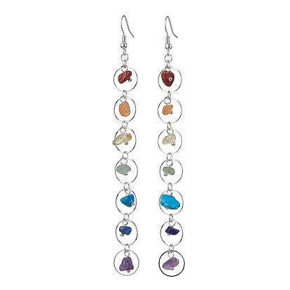 7 серьги с подвесками из натуральных и синтетических драгоценных камней на тему чакры, длинные серьги-капли из сплава