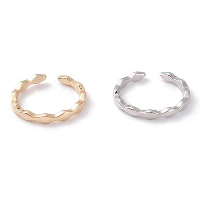 Brass Cuff Rings, Open Rings, Wave