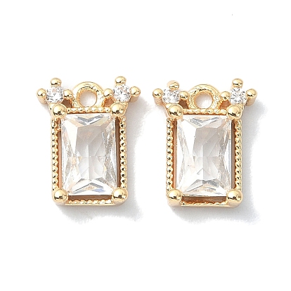 Brass Pendants, with Glass, Rectangle Charms